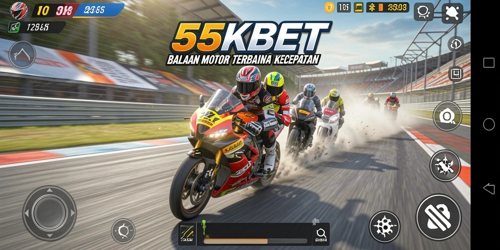 Screenshot gameplay 55KBET menampilkan adrenalin dan kecepatan tinggi.