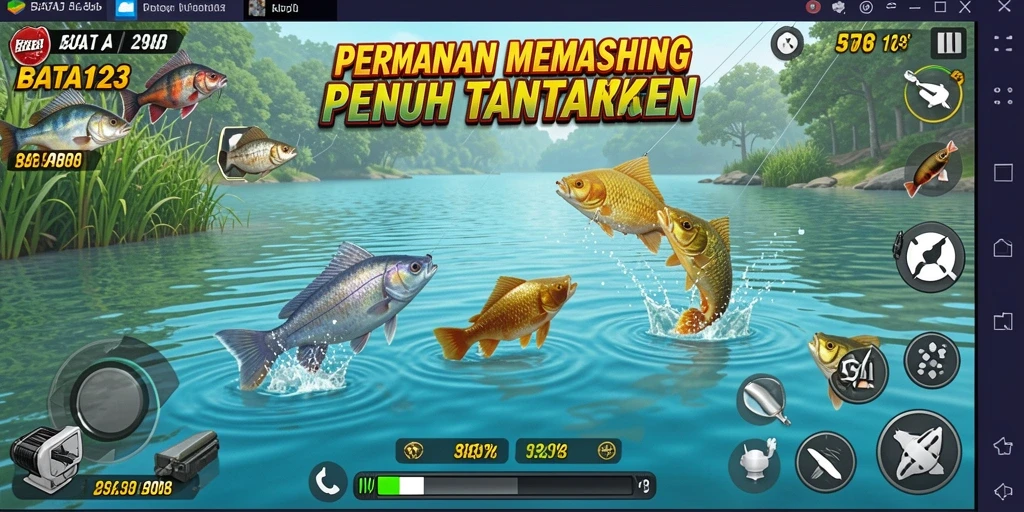 Gameplay seru BATA123 saat memancing di danau yang indah.