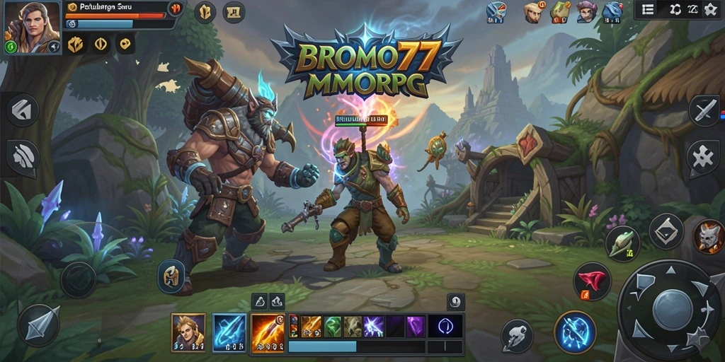 Tampilan menarik dari gameplay seru di BROMO77 yang menggambarkan dunia MMORPG.