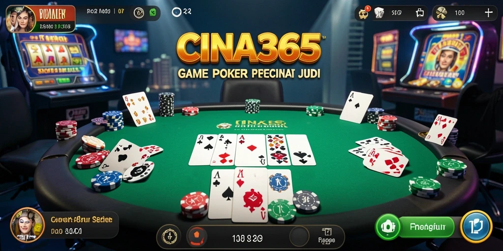 Tampilan antarmuka gameplay Poker CINA365 yang menarik dan interaktif.