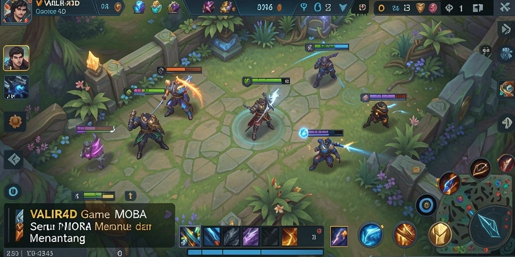 Screenshot VALIR4D menampilkan aksi seru dalam pertempuran MOBA.