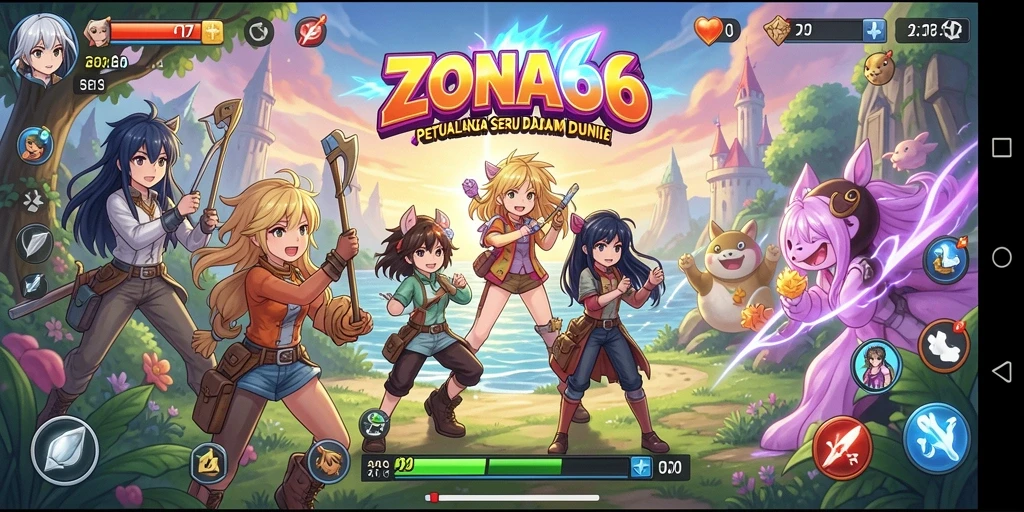 Tampilan menarik dalam gameplay ZONA66 yang penuh warna.